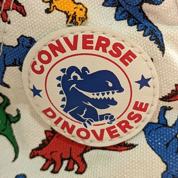 Converse Dinoverse white blue dino dinosaur trex high top sneakers kids size 1 - Picture 8 of 9